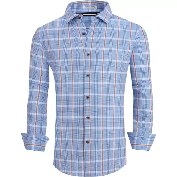 Alex Vando Mens Button Down Shirts Wrinkle Free 4-Way Stretch Print Business Casual Shirt