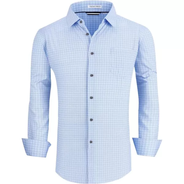 Alex Vando Mens Button Down Shirts Wrinkle Free 4-Way Stretch Print Business Casual Shirt