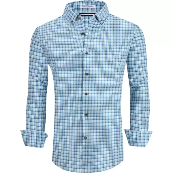 Alex Vando Mens Button Down Shirts Wrinkle Free 4-Way Stretch Print Business Casual Shirt