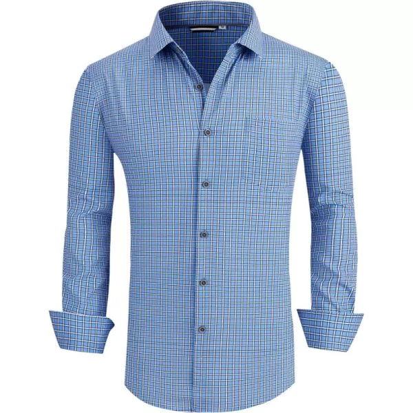 Alex Vando Mens Button Down Shirts Wrinkle Free 4-Way Stretch Print Business Casual Shirt