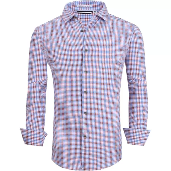 Alex Vando Mens Button Down Shirts Wrinkle Free 4-Way Stretch Print Business Casual Shirt