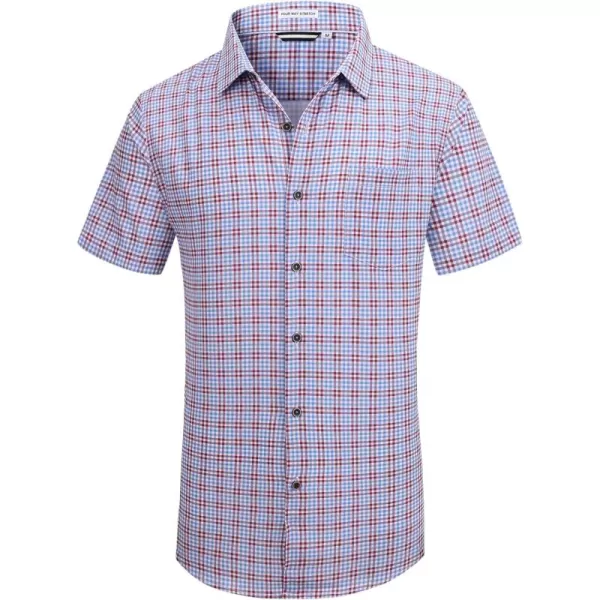 Alex Vando Mens Button Down Shirts Wrinkle Free 4-Way Stretch Short Sleeve Business Casual Shirt