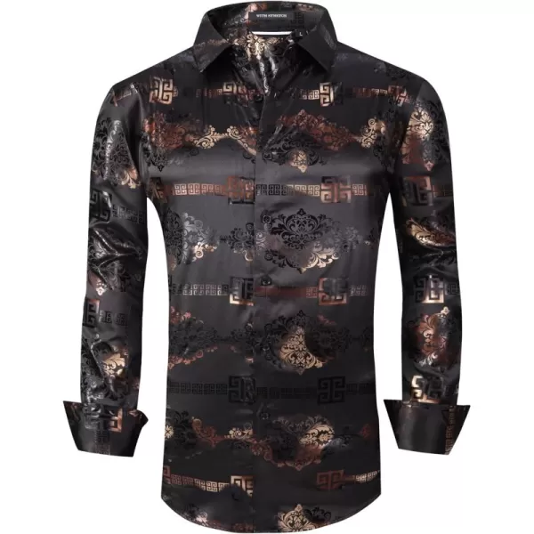 Alex Vando Mens Digital Printing Dress Shirts Iron-Free Regular Fit Party Button Down Shirt
