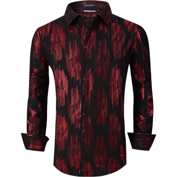 Alex Vando Mens Digital Printing Dress Shirts Iron-Free Regular Fit Party Button Down Shirt