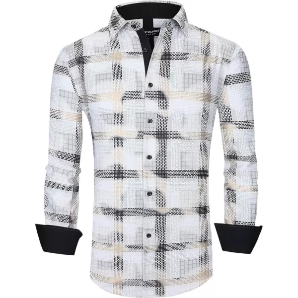 Alex Vando Mens Digital Printing Dress Shirts Iron-Free Regular Fit Party Button Down Shirt