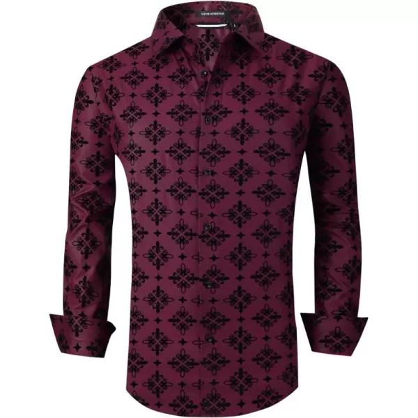 Alex Vando Mens Digital Printing Dress Shirts Iron-Free Regular Fit Party Button Down Shirt