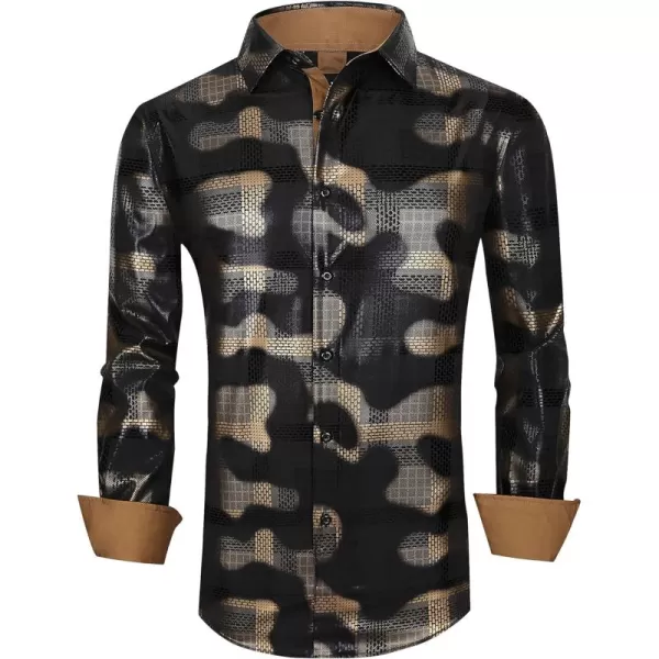 Alex Vando Mens Digital Printing Dress Shirts Iron-Free Regular Fit Party Button Down Shirt