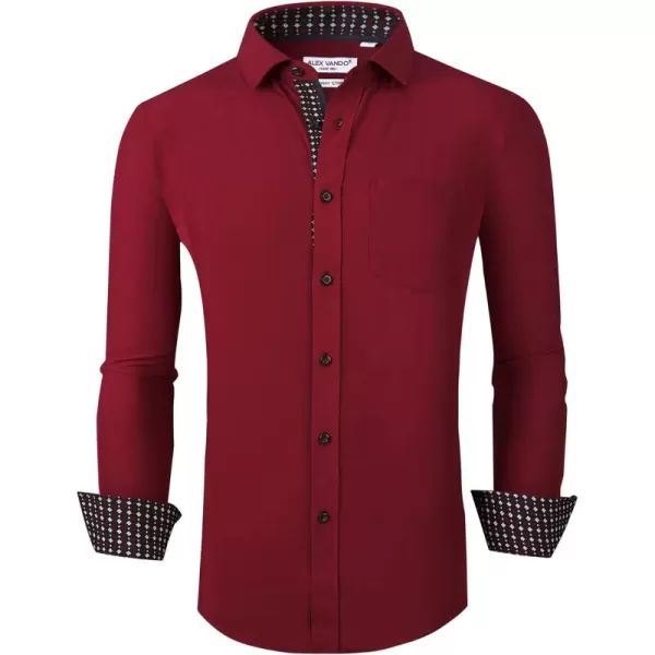Alex Vando Mens Dress Shirt Wrinkle Free Regular Fit 4-Way Stretch Button Down Shirts