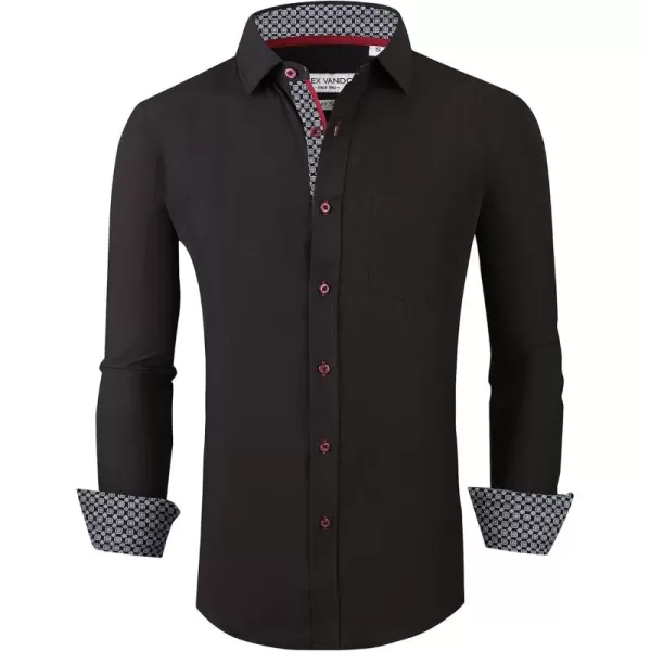 Alex Vando Mens Dress Shirt Wrinkle Free Regular Fit 4-Way Stretch Button Down Shirts