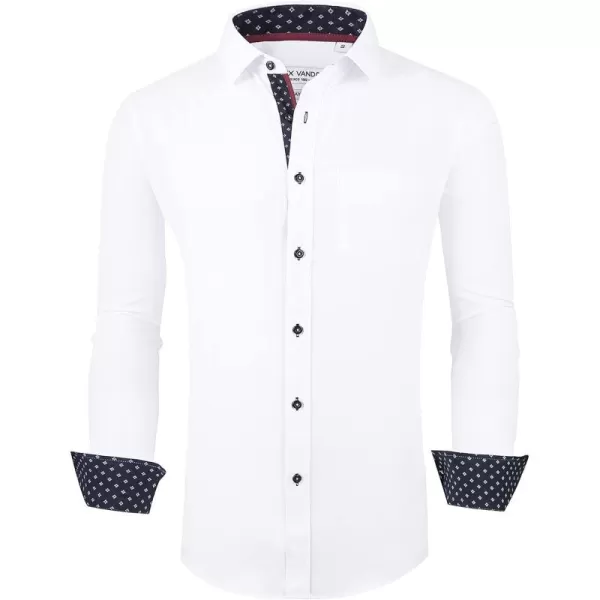 Alex Vando Mens Dress Shirt Wrinkle Free Regular Fit 4-Way Stretch Button Down Shirts
