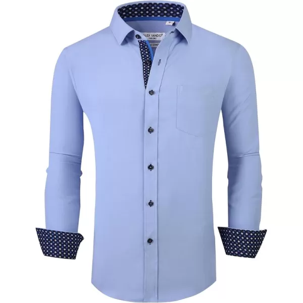 Alex Vando Mens Dress Shirt Wrinkle Free Regular Fit 4-Way Stretch Button Down Shirts