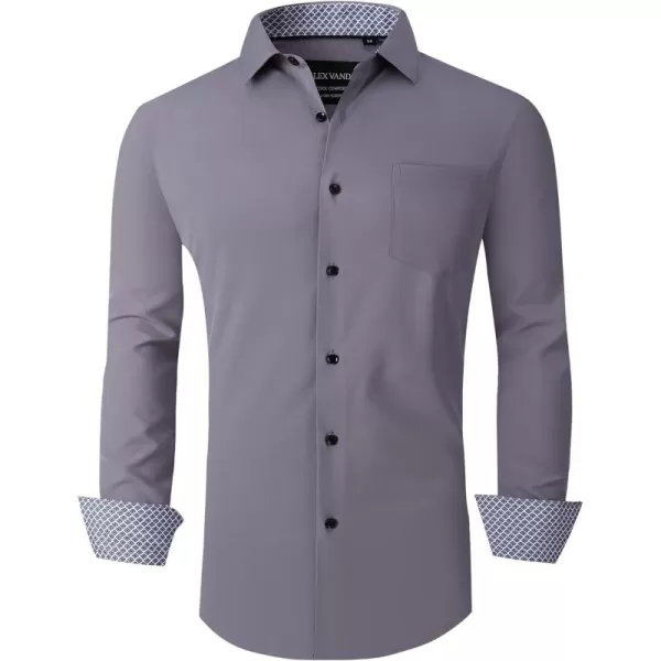 Alex Vando Mens Dress Shirts Regular Fit Long Sleeve Stretch Business Dress Shirts for Men