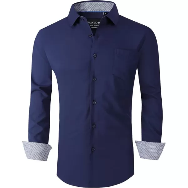 Alex Vando Mens Dress Shirts Regular Fit Long Sleeve Stretch Business Dress Shirts for Men