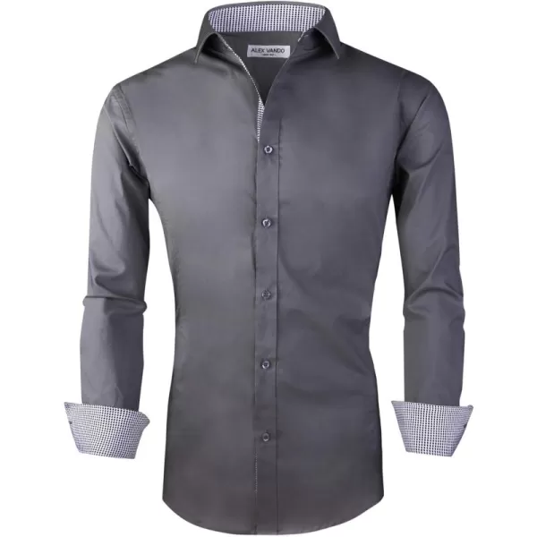 Alex Vando Mens Dress Shirts Regular Fit Long Sleeve Stretch Business Dress Shirts for Men