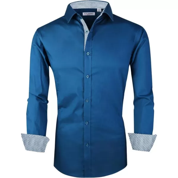 Alex Vando Mens Dress Shirts Regular Fit Long Sleeve Stretch Business Dress Shirts for Men