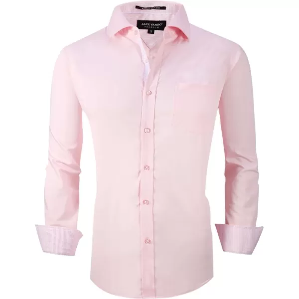 Alex Vando Mens Dress Shirts Wrinkle Free Regular Fit Stretch Rayon Button Down Shirt