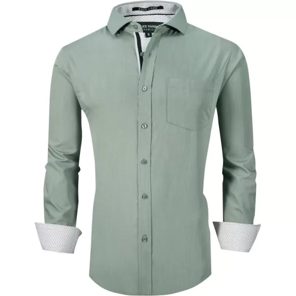 Alex Vando Mens Dress Shirts Wrinkle Free Regular Fit Stretch Rayon Button Down Shirt
