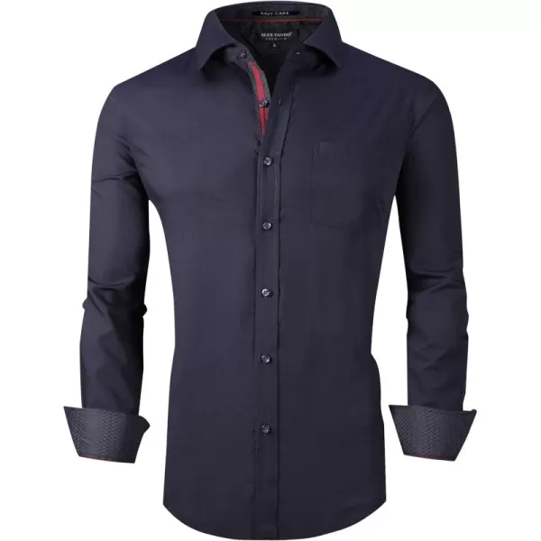 Alex Vando Mens Dress Shirts Wrinkle Free Regular Fit Stretch Rayon Button Down Shirt