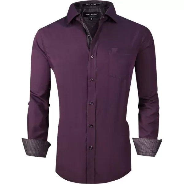 Alex Vando Mens Dress Shirts Wrinkle Free Regular Fit Stretch Rayon Button Down Shirt