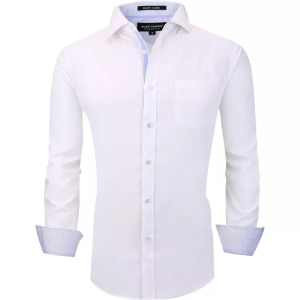 Alex Vando Mens Dress Shirts Wrinkle Free Regular Fit Stretch Rayon Button Down Shirt