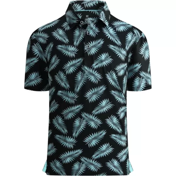 Alex Vando Mens Golf Shirt Moisture Wicking Quick-Dry Print Performance Polo Shirts for Men