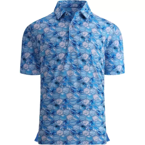 Alex Vando Mens Golf Shirt Moisture Wicking Quick-Dry Print Performance Polo Shirts for Men