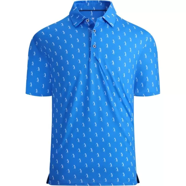 Alex Vando Mens Golf Shirt Moisture Wicking Quick-Dry Print Performance Polo Shirts for Men