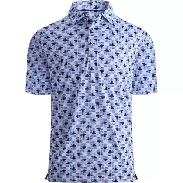 Alex Vando Mens Golf Shirt Moisture Wicking Quick-Dry Print Performance Polo Shirts for Men