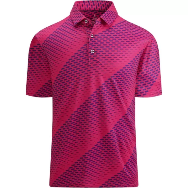 Alex Vando Mens Golf Shirt Moisture Wicking Quick-Dry Print Performance Polo Shirts for Men