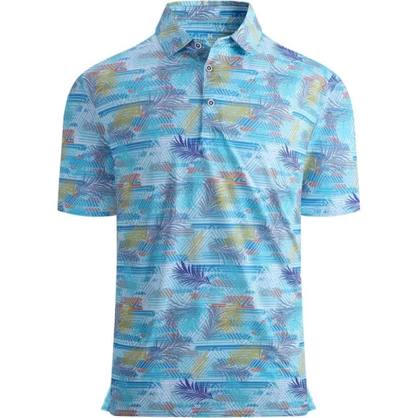 Alex Vando Mens Golf Shirt Moisture Wicking Quick-Dry Print Performance Polo Shirts for Men
