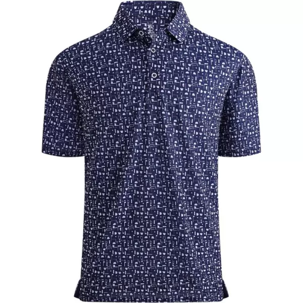 Alex Vando Mens Golf Shirt Moisture Wicking Quick-Dry Print Performance Polo Shirts for Men