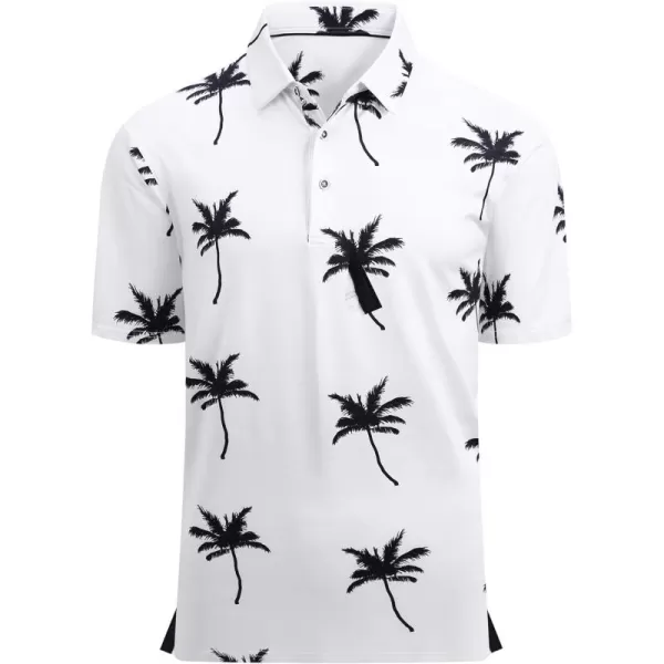 Alex Vando Mens Golf Shirt Moisture Wicking Quick-Dry Print Performance Polo Shirts for Men