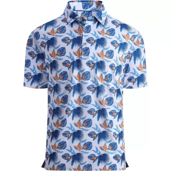 Alex Vando Mens Golf Shirt Moisture Wicking Quick-Dry Print Performance Polo Shirts for Men
