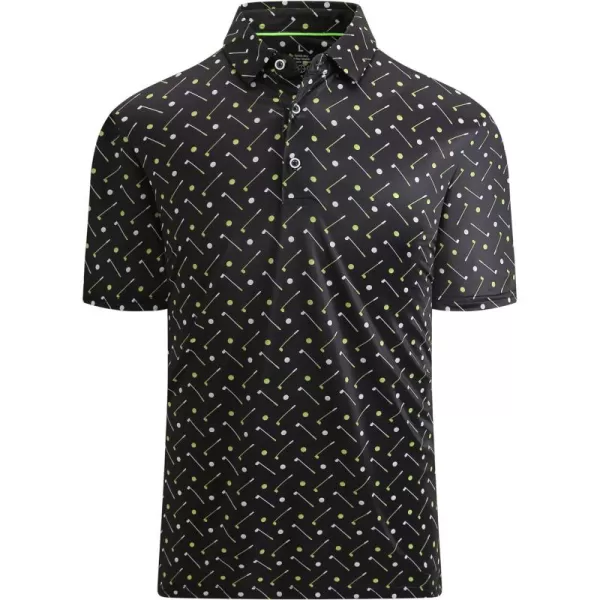 Alex Vando Mens Golf Shirt Moisture Wicking Quick-Dry Print Performance Polo Shirts for Men