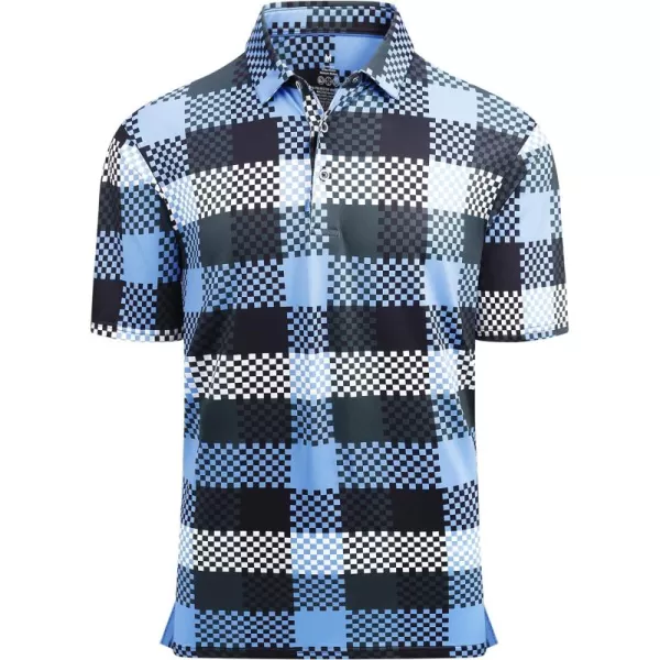 Alex Vando Mens Golf Shirt Moisture Wicking Quick-Dry Print Performance Polo Shirts for Men