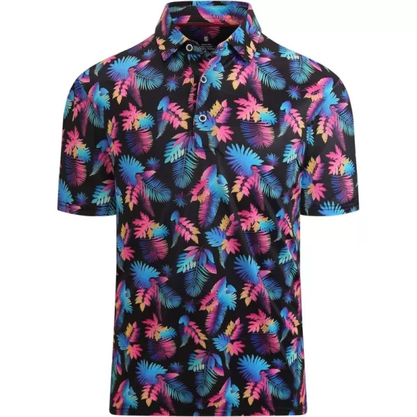 Alex Vando Mens Golf Shirt Moisture Wicking Quick-Dry Print Performance Polo Shirts for Men