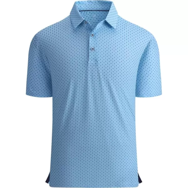 Alex Vando Mens Golf Shirt Moisture Wicking Quick-Dry Print Performance Polo Shirts for Men