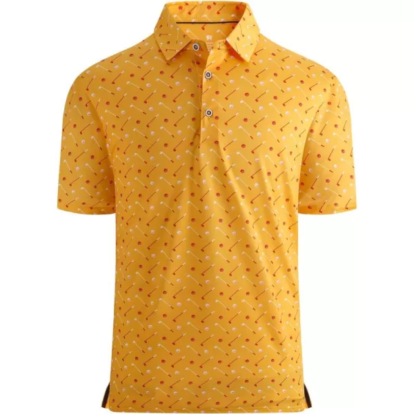 Alex Vando Mens Golf Shirt Moisture Wicking Quick-Dry Print Performance Polo Shirts for Men