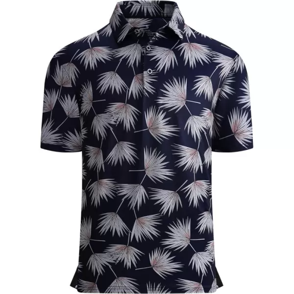 Alex Vando Mens Golf Shirt Moisture Wicking Quick-Dry Print Performance Polo Shirts for Men