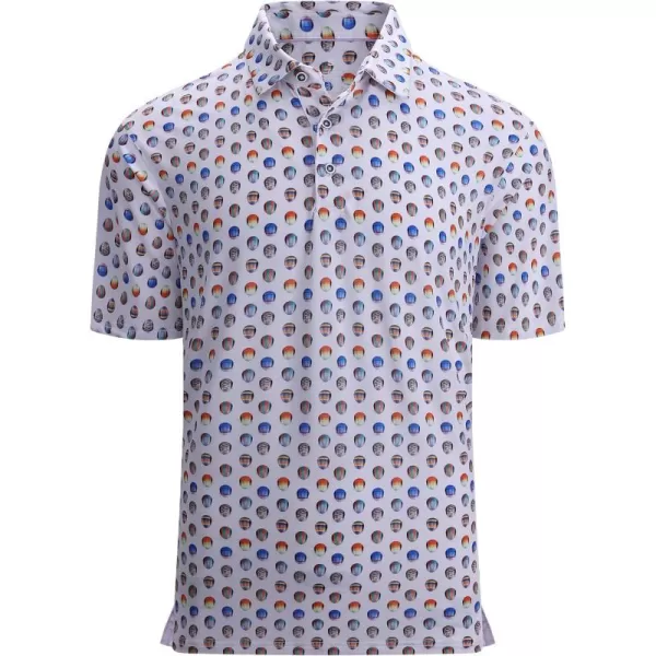 Alex Vando Mens Golf Shirt Moisture Wicking Quick-Dry Print Performance Polo Shirts for Men