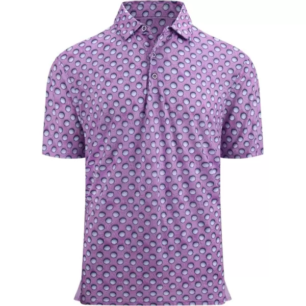 Alex Vando Mens Golf Shirt Moisture Wicking Quick-Dry Print Performance Polo Shirts for Men