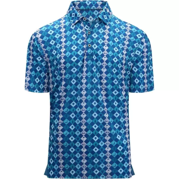 Alex Vando Mens Golf Shirt Moisture Wicking Quick-Dry Print Performance Polo Shirts for Men