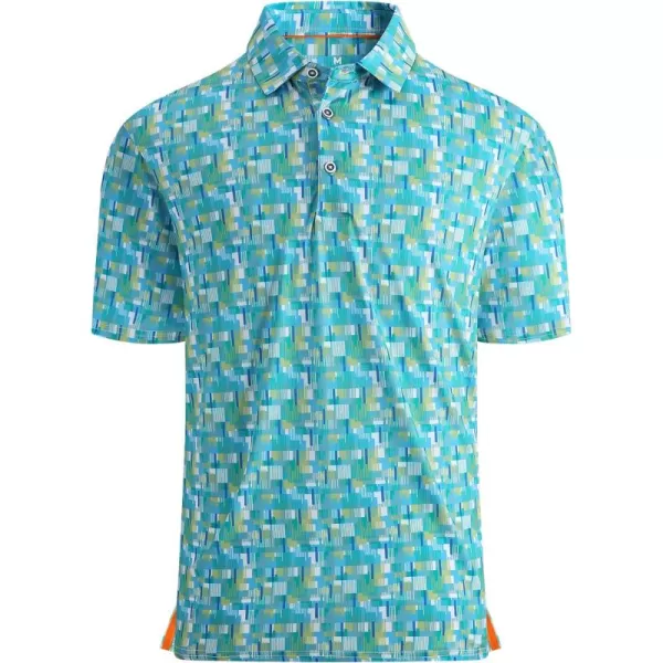 Alex Vando Mens Golf Shirt Moisture Wicking Quick-Dry Print Performance Polo Shirts for Men