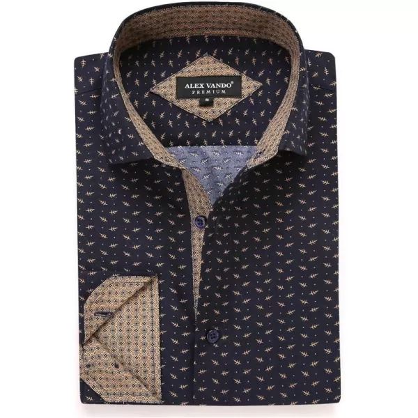 Alex Vando Mens Printed Dress Shirts Long Sleeve Regular Fit Button Down Shirt