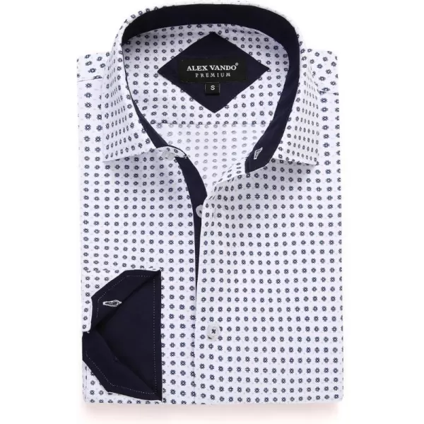 Alex Vando Mens Printed Dress Shirts Long Sleeve Regular Fit Button Down Shirt