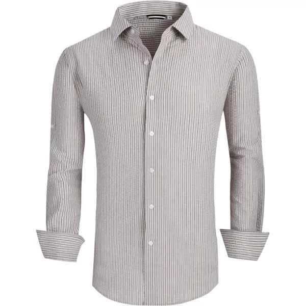 Alex Vando Mens Seersucker Dress Shirts Striped Casual Shirts for Men