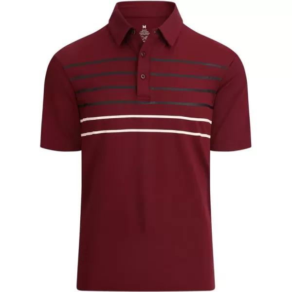 Alex Vando Mens Striped Golf Shirt Moisture Wicking Quick-Dry Sports Polo Shirts