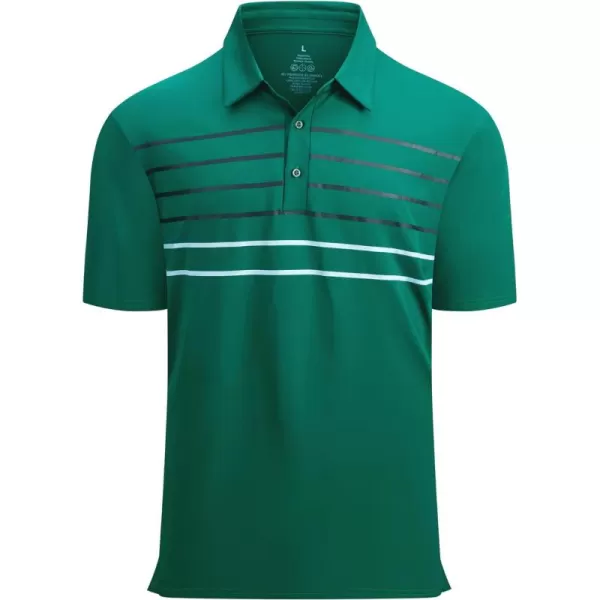 Alex Vando Mens Striped Golf Shirt Moisture Wicking Quick-Dry Sports Polo Shirts