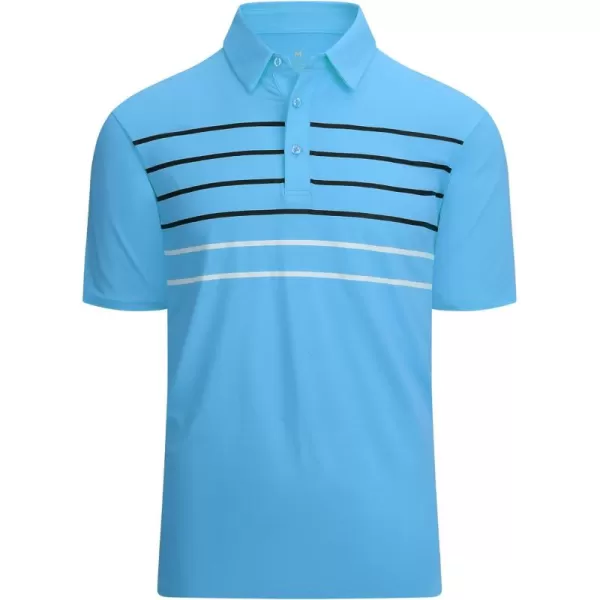 Alex Vando Mens Striped Golf Shirt Moisture Wicking Quick-Dry Sports Polo Shirts