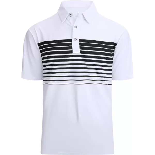 Alex Vando Mens Striped Golf Shirt Moisture Wicking Quick-Dry Sports Polo Shirts